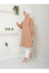 Kadın Ayrobin Nervürlü Maxi Boy Tunik Bej - L/XL