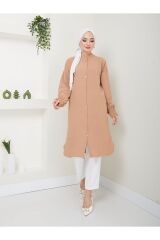 Kadın Ayrobin Nervürlü Maxi Boy Tunik Bej - L/XL