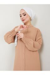 Kadın Ayrobin Nervürlü Maxi Boy Tunik Bej - L/XL