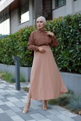 Kadın Kiloş Etek Bej - 2XL