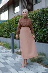 Kadın Kiloş Etek Bej - 2XL