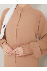 Kadın Ayrobin Nervürlü Maxi Boy Tunik Bej - S/M