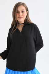Kadın Kapamasız Oversize Gömlek Siyah - L