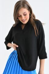 Kadın Kapamasız Oversize Gömlek Siyah - S