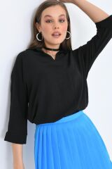 Kadın Kapamasız Oversize Gömlek Siyah - S