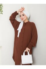 Kadın Ayrobin Nervürlü Maxi Boy Tunik Kahverengi - S/M