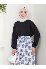 KOPYA - Kadın Çiçekli Etekli Tesettür Takım Siyah - S