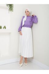 Kadın Ayrobin Fırfırlı Bluz Mor - XL