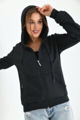 Unisex Kapüşonlu Fermuarlı Sweat
