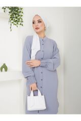 Kadın Ayrobin Nervürlü Maxi Boy Tunik Gri - L/XL