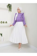 Kadın Ayrobin Fırfırlı Bluz Mor - L