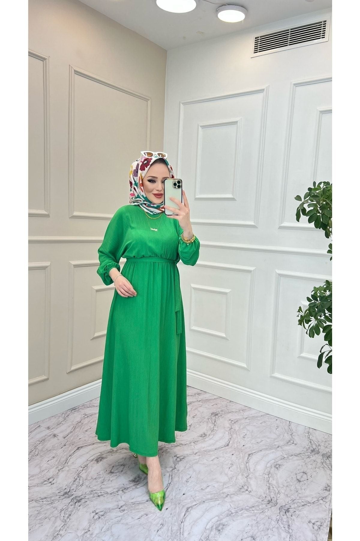 Kadın Yarasa Kol Bel Lastikli Elbise