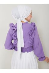 Kadın Ayrobin Fırfırlı Bluz Mor - 2XL
