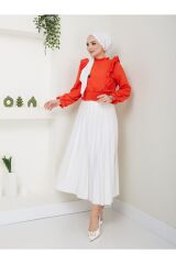 Kadın Ayrobin Fırfırlı Bluz Kırmızı - 2XL