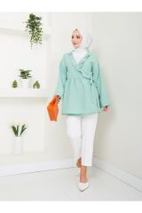 Kadın Yaka Fırfırlı Bağlamalı Tesettür Tunik Yeşil - L/XL