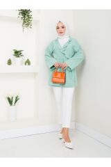 Kadın Yaka Fırfırlı Bağlamalı Tesettür Tunik Yeşil - L/XL