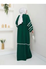 Kadın Şerit İşlemeli Geniş Elbise Yeşil - 38