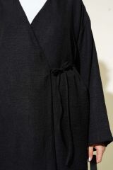 Kadın Yandan İp Bağlamalı Kimono Siyah - L/XL