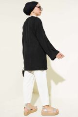 Kadın Yandan İp Bağlamalı Kimono Siyah - L/XL
