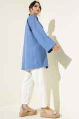 Kadın Yandan İp Bağlamalı Kimono Mavi - L/XL