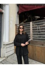 Kadın Pantolonlu Keten Takım Siyah - L/XL