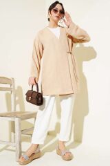 Kadın Yandan İp Bağlamalı Kimono Bej - S/M