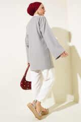 Kadın Yandan İp Bağlamalı Kimono Gri - S/M