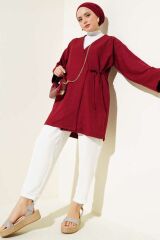 Kadın Yandan İp Bağlamalı Kimono Bordo - S/M