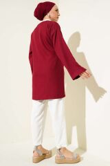Kadın Yandan İp Bağlamalı Kimono Bordo - S/M