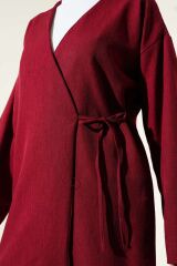 Kadın Yandan İp Bağlamalı Kimono Bordo - L/XL