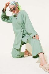 Kadın Yandan Bağlamalı Kimono İkili Takım Mint Yeşili - L/XL