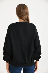 Kadın Anime Baskılı Bisiklet Yaka Sweatshirt