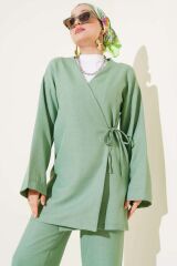 Kadın Yandan Bağlamalı Kimono İkili Takım Mint Yeşili - S/M