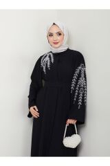 Kadın Yaprak Nakışlı Abaya Ferace Elbise