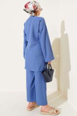 Kadın Yandan Bağlamalı Kimono İkili Takım Mavi - L/XL