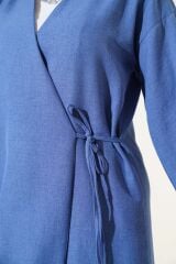 Kadın Yandan Bağlamalı Kimono İkili Takım Mavi - L/XL