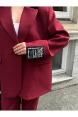 Kadın Barkod Armalı Astarlı Blazer Ceket Bordo - M