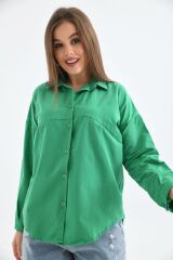 Kadın Önü Cepli Oversize Gömlek