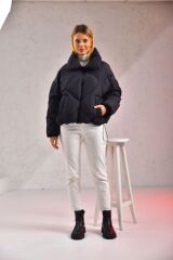 Kadın Siyah Oversize Şişme Mont Siyah - L
