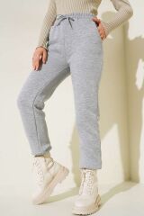 Kadın Lastikli Paça Eşofman Altı Gri - S