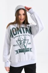 Kadın Montana Baskılı 3iplik Sweatshırt Gri - 42