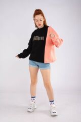 Siyah Barkod Nakışlı Sweatshirt Siyah - S