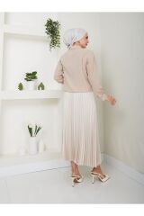 Kadın Viskon Trend Kumaş Bağlamalı Gömlek Bej - S/M