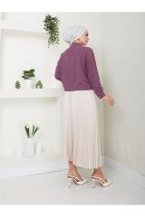 Kadın Viskon Trend Kumaş Bağlamalı Gömlek MÜRDÜM - L/XL