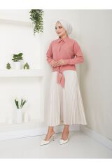 Kadın Viskon Trend Kumaş Bağlamalı Gömlek GÜL - L/XL