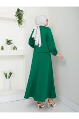 Kadın Fiyonk Detaylı Etekli Takım Yeşil - 2XL
