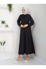 Kadın Fiyonk Detaylı Etekli Takım Siyah - 2XL