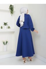 Kadın Fiyonk Detaylı Etekli Takım Lacivert - 2XL